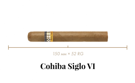 Сигара Cohiba Siglo VI (10n, Cañonazo, 150 mm х 52 RG, Кр. 4/5)