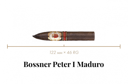 Сигара Bossner Peter I Maduro (1 CEL, Torpedito, 122 mm x 46 RG, кр. 3/5)