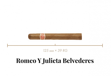 Сигара Romeo y Julieta Belvederes (25n, Belvederes, 125 mm x 39 RG, Кр. 3/5)