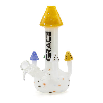 Бонг Grase Glass Magic Mushrooms (Yellow Top) H24.5cm D6.5 3.5mm SG18.8mm