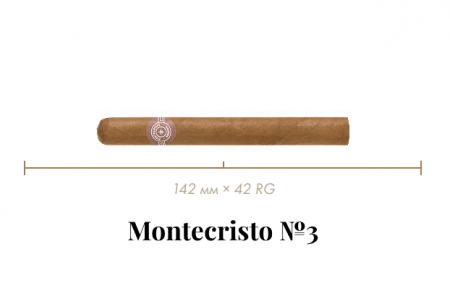 Сигара Montecristo №3 (5n, Coronas, 142 mm x 42 RG, Кр. 4/5)