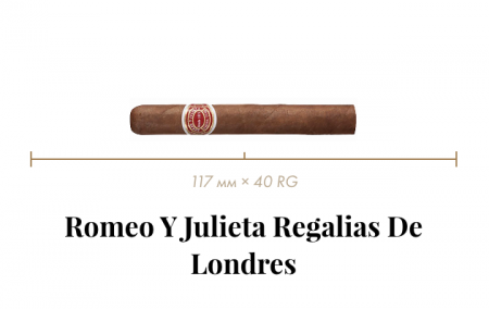 Сигара Romeo y Julieta Regalias de Londres (25n, Coronitas,117 mm x 40 RG, Кр. 3/5)