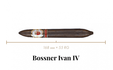 Сигара Bossner Ivan IV (1 CEL, Salomon, 168 mm × 55 RG, кр. 2/5)