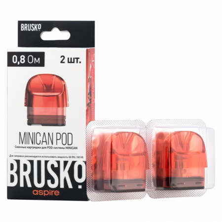 Картридж к многоразовой системе Brusko MINICAN 0.8 ом (Красный) 2 шт в упаковке