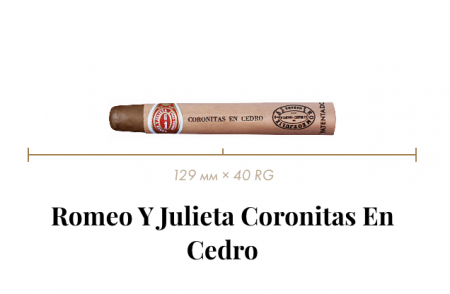 Сигара Romeo y Julieta Coronitas en Cedro (25n, Cetros, 128 mm x 40 RG, Кр. 3/5)