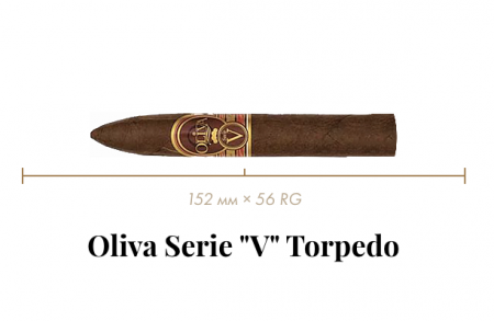 Сигара Oliva Serie "V" Torpedo (1 CEL, Torpedo, 152 mm × 56 RG, кр. 4/5)