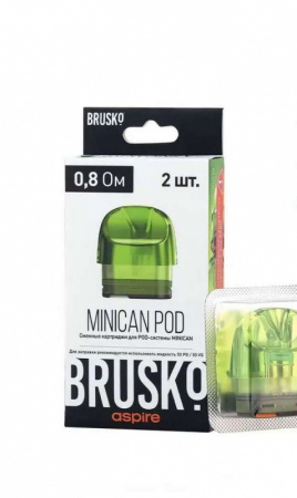 Картридж к многоразовой системе Brusko MINICAN 0.8 ом (Зеленый) 2 шт в упаковке