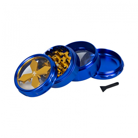 Гриндер Black Leaf Cross 4-part blue/gold (Ø 60/54mm H 52mm)