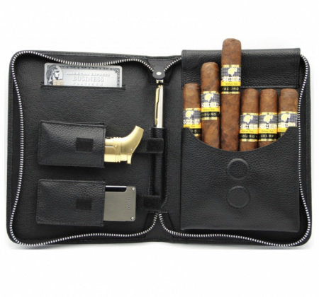 Сигарная сумка Аdorini "Cigar Bag Real Leather Black Yarn" нат.кожа, черная строчка