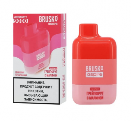 Одноразовое устройство BRUSKO LONGPARTY 9000 с ароматом Грейпфрута с малиной, кислый
